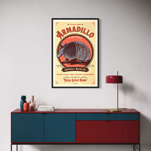 Armadillo poster by Jonathan Rice black frame wall mockup