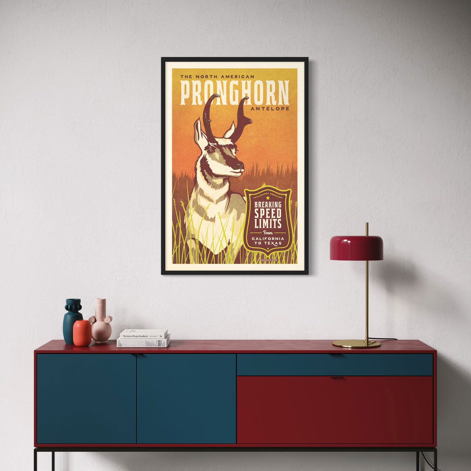 Pronghorn illustrated poster from the Creatures of Character animal illustration series