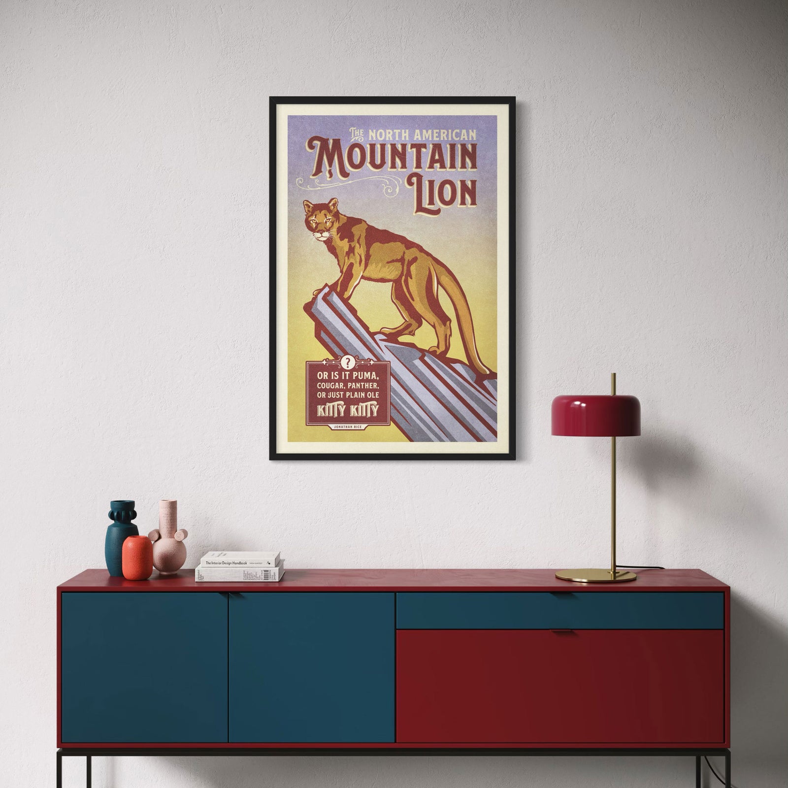 Mountain Lion illustrated poster from the Creatures of Character animal illustration series