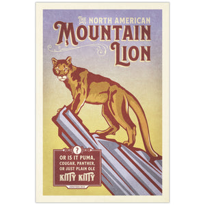 Mountain Lion illustrated poster from the Creatures of Character animal illustration series