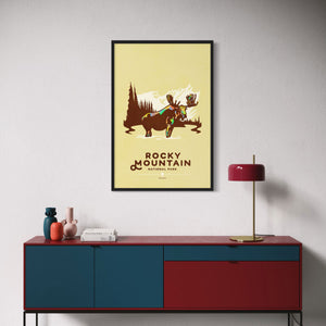 Rocky Mountain National Park wall art black frame living room mockup