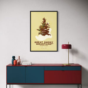 Great Smoky Mountains National Park wall art black frame living room mockup