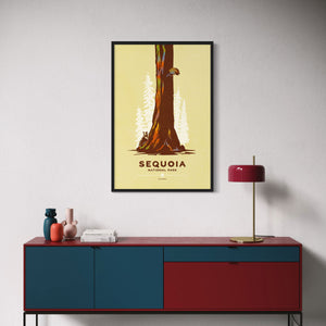 Sequoia National Park wall art black frame living room mockup