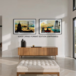 Texas Poster Set large format travel posters black frame entryway mockup