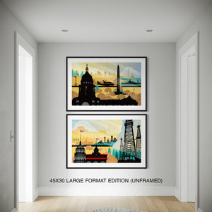 Texas Poster Set large format travel posters black frame hallway mockup
