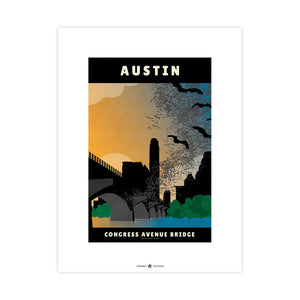 Austin, Texas — Congress Avenue Bridge Bats poster unframed print view