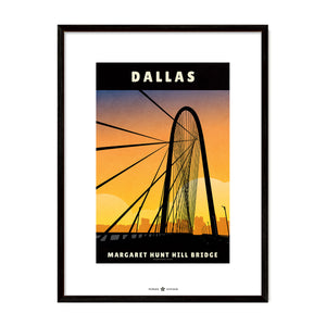 Dallas, Texas — Margaret Hunt Hill Bridge poster black frame view