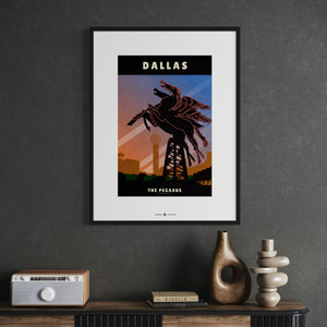 Dallas, Texas — Pegasus Neon Sign poster black frame office wall mockup