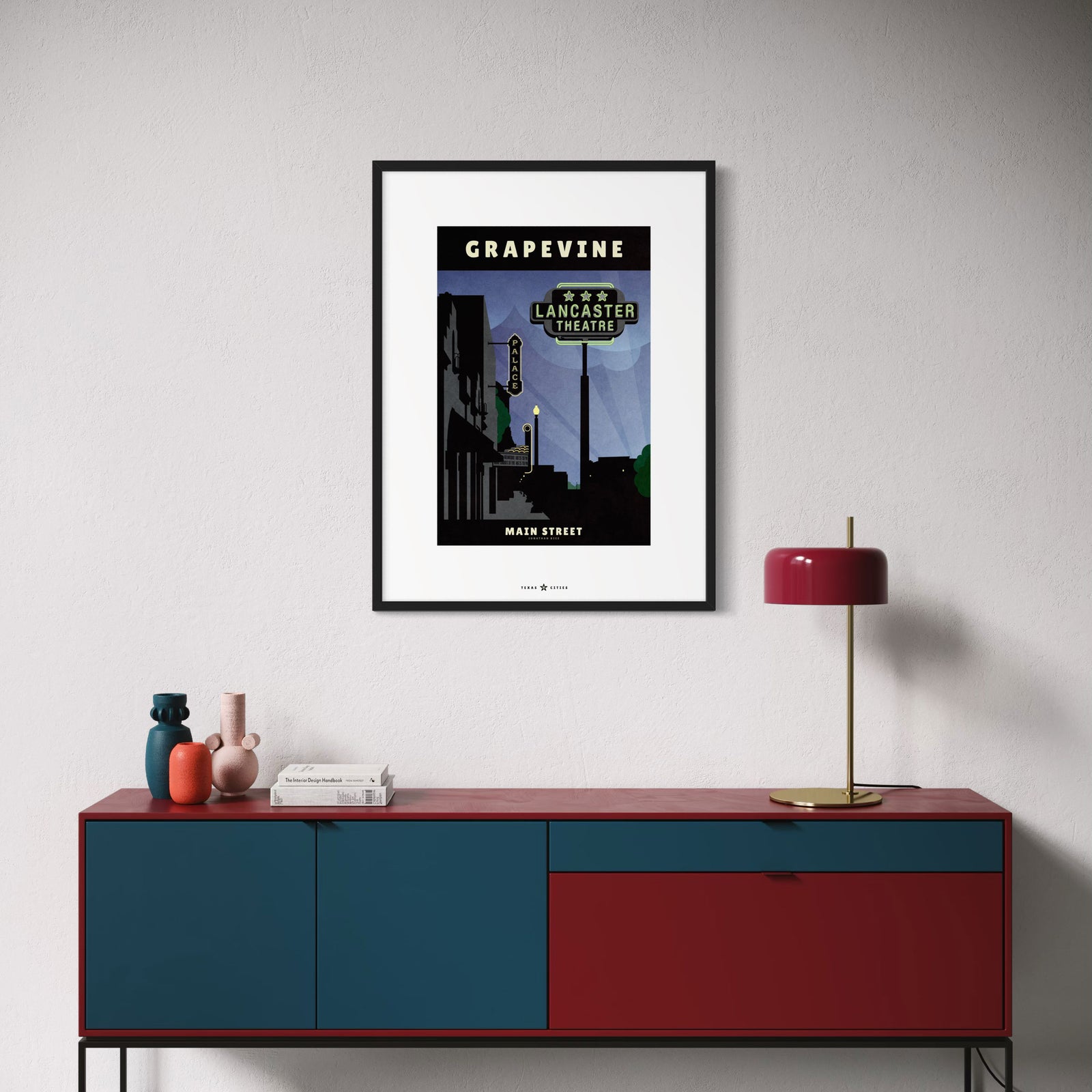 Grapevine, Texas Vintage Neon Sign vintage travel poster in retro illustration style