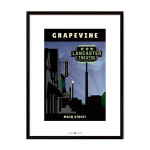 Grapevine, Texas Vintage Neon Sign poster black frame 