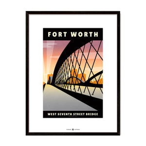 Fort Worth, Texas — 7th Street Bridge poster black frame