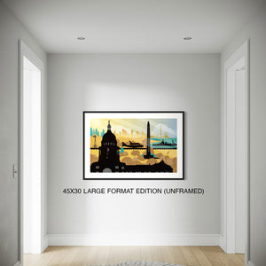 Large Format Edition of Lone Star Legacy Texas poster vintage travel style wall art in modern interior