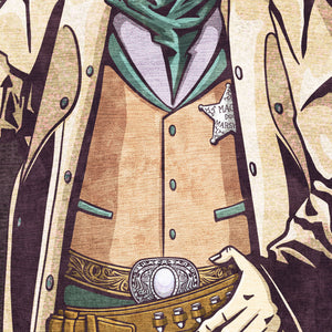 Detail of A fantasy-western art print featuring the Magic Marshal—an enchanted lawman blending gritty Old West style with magical charm. Perfect for fantasy lovers, western fans, and unique home decor.