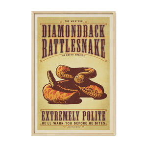 Rattlesnake poster by Jonathan Rice oak frame 