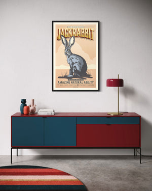 Jackrabbit poster by Jonathan Rice black frame wall mockup