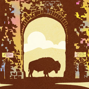 Yellowstone National Park vintage park poster detail close-up