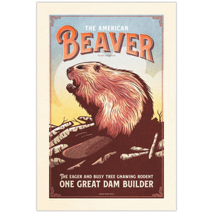 American Beaver vintage wildlife poster from the Creatures of Character collection by Jonathan Rice