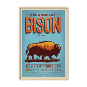 Bison poster by Jonathan Rice oak frame