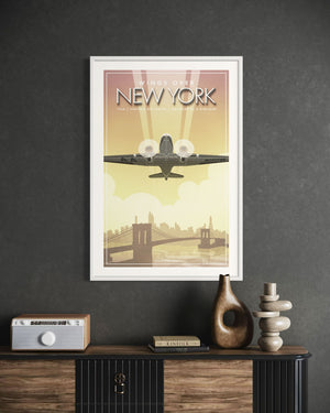 Douglas DC-3 aviation art white frame office mockup