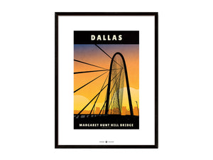 Dallas, Texas — Margaret Hunt Hill Bridge poster black frame view
