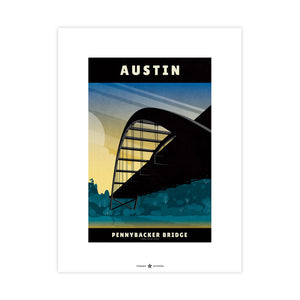 Austin Pennybacker Bridge poster by Jonathan Rice unframed