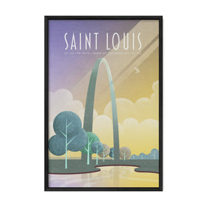 Saint Louis Gateway Arch travel poster in a black frame