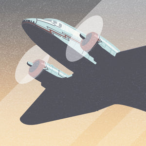 Douglas DC-3 vintage airplane poster detail close-up