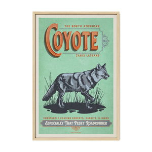 Coyote poster by Jonathan Rice oak frame