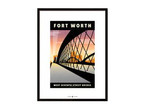 Fort Worth, Texas — 7th Street Bridge poster black frame