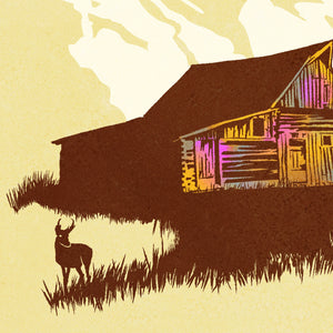 Grand Teton National Park vintage park poster detail close-up