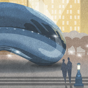 Chicago — Cloud Gate poster by Jonathan Rice detail mockup