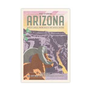 Unframed Grand Canyon poster featuring a bighorn sheep overlooking the Arizona canyon in a colorful vintage travel art style.
