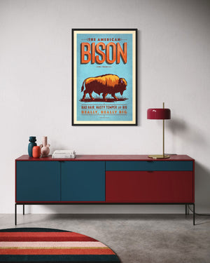 Bison poster by Jonathan Rice black frame wall mockup