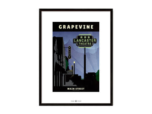 Grapevine, Texas Vintage Neon Sign poster black frame 