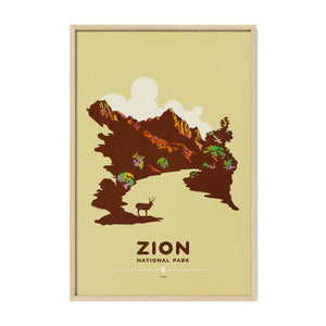 Zion National Park national park print oak frame display