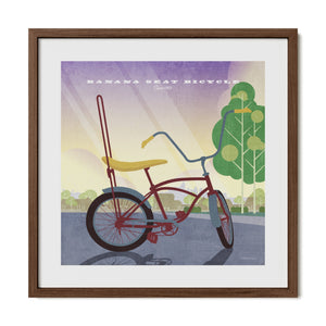 Banana Seat Bicycle poster in a walnut wood frame