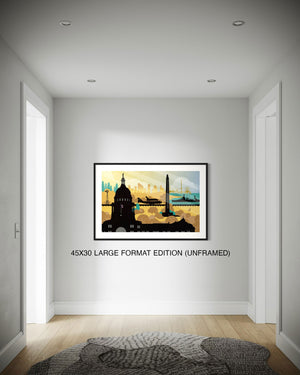 Large Format Edition of Lone Star Legacy Texas poster vintage travel style wall art in modern interior