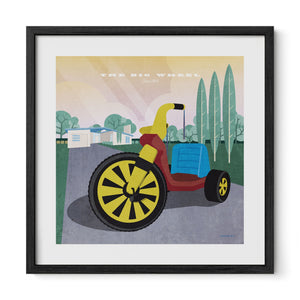 Black framed Big Wheel art print