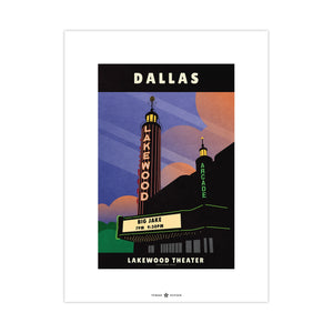 Unframed Dallas Lakewood Theater vintage travel poster