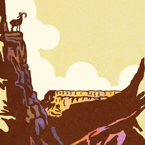 Grand Canyon poster detail showing layered canyon rock formations