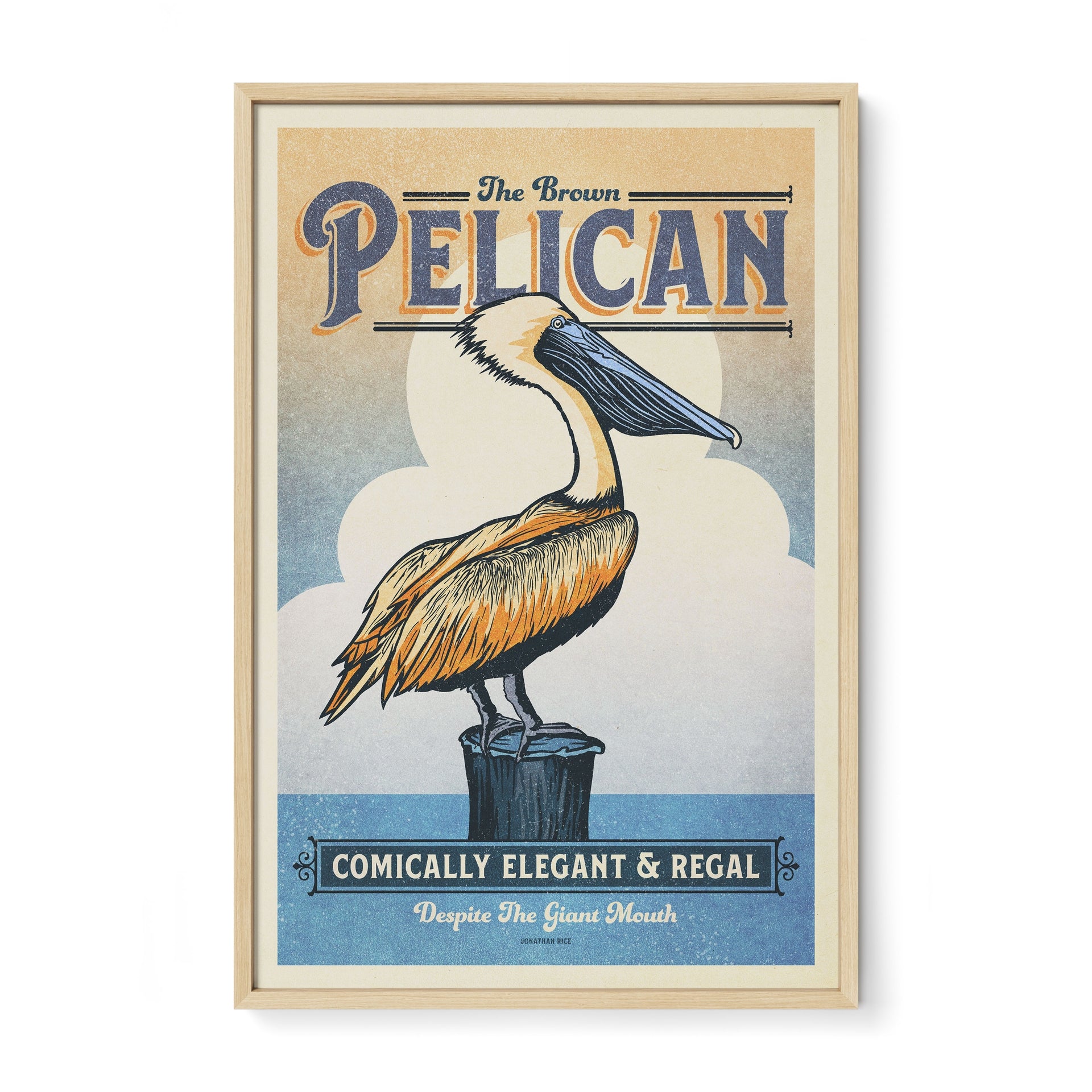 Brown Pelican - Creatures of Character Poster - Wildlife Art Print