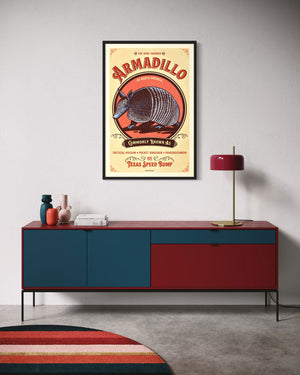 Armadillo poster by Jonathan Rice black frame wall mockup