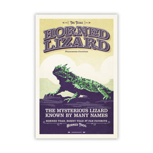 Unframed Texas Horned Lizard poster by Jonathan Rice featuring vintage-inspired typography and bold graphic design