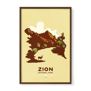 Zion National Park park wall art Walnut frame