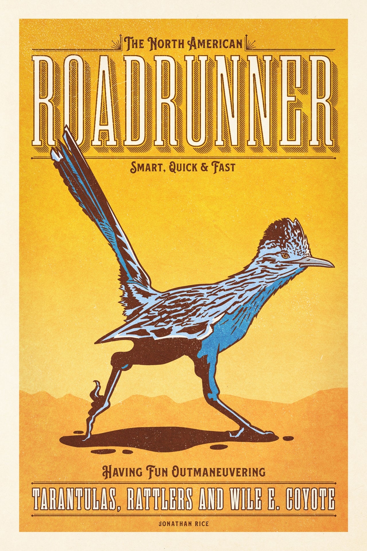 Roadunner illustrated poster from the Creatures of Character animal illustration series
