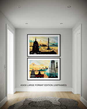Texas Poster Set large format travel posters black frame hallway mockup