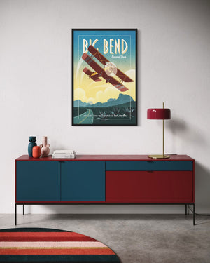 Sopwith Pup airplane poster black frame living room wall mockup