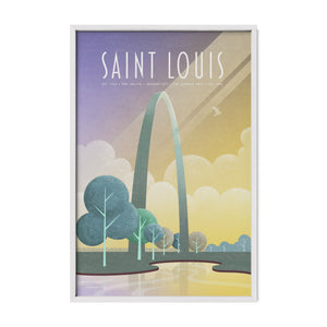 Saint Louis Gateway Arch travel poster in a white frame