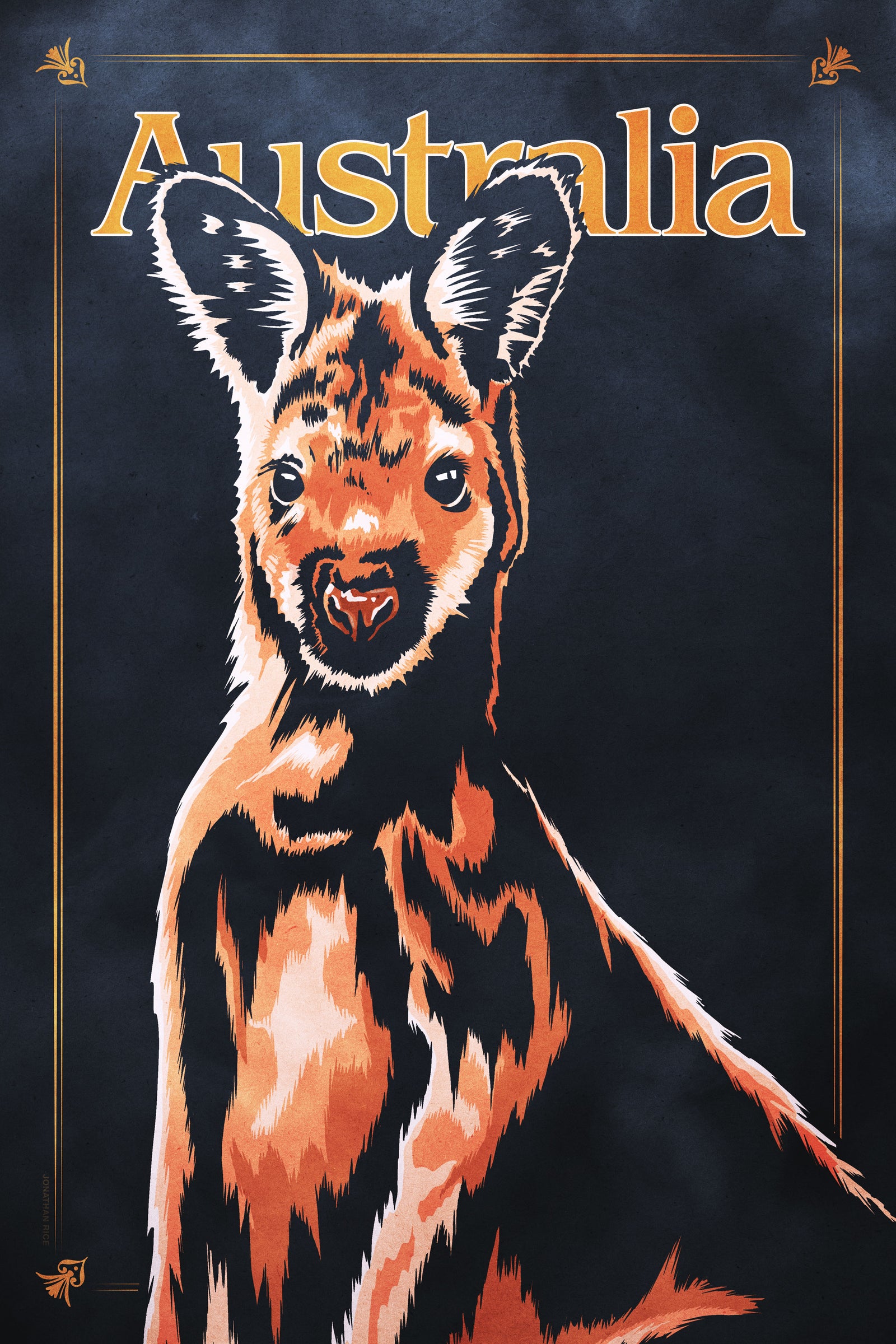 Bold graphic giclée art print of an Australian Wallaby. This Wallaby wall art is perfect for home decor, game room decor or office decor. The graphic style poster wall art makes a great gift for wallaby and kangaroo lovers, poster lovers, animal lovers and country decor lovers.