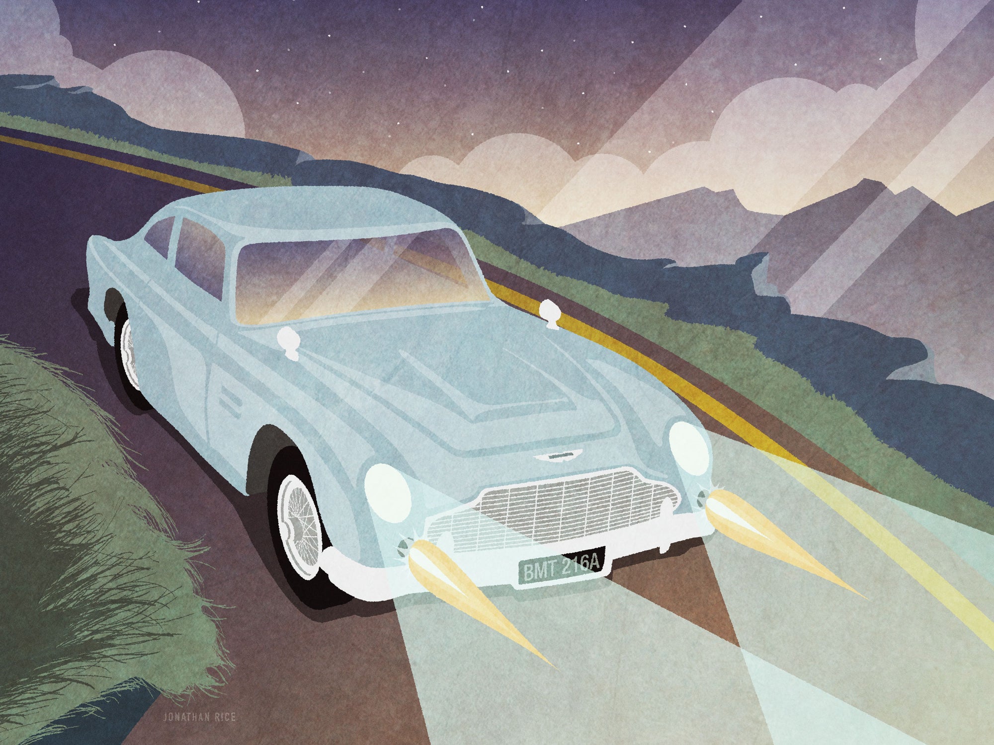 James Bond Car Giclee Art Print